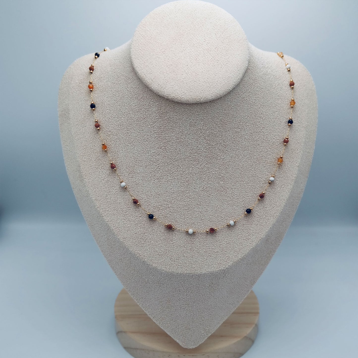 Natural Stone Beaded Necklace - Red agate