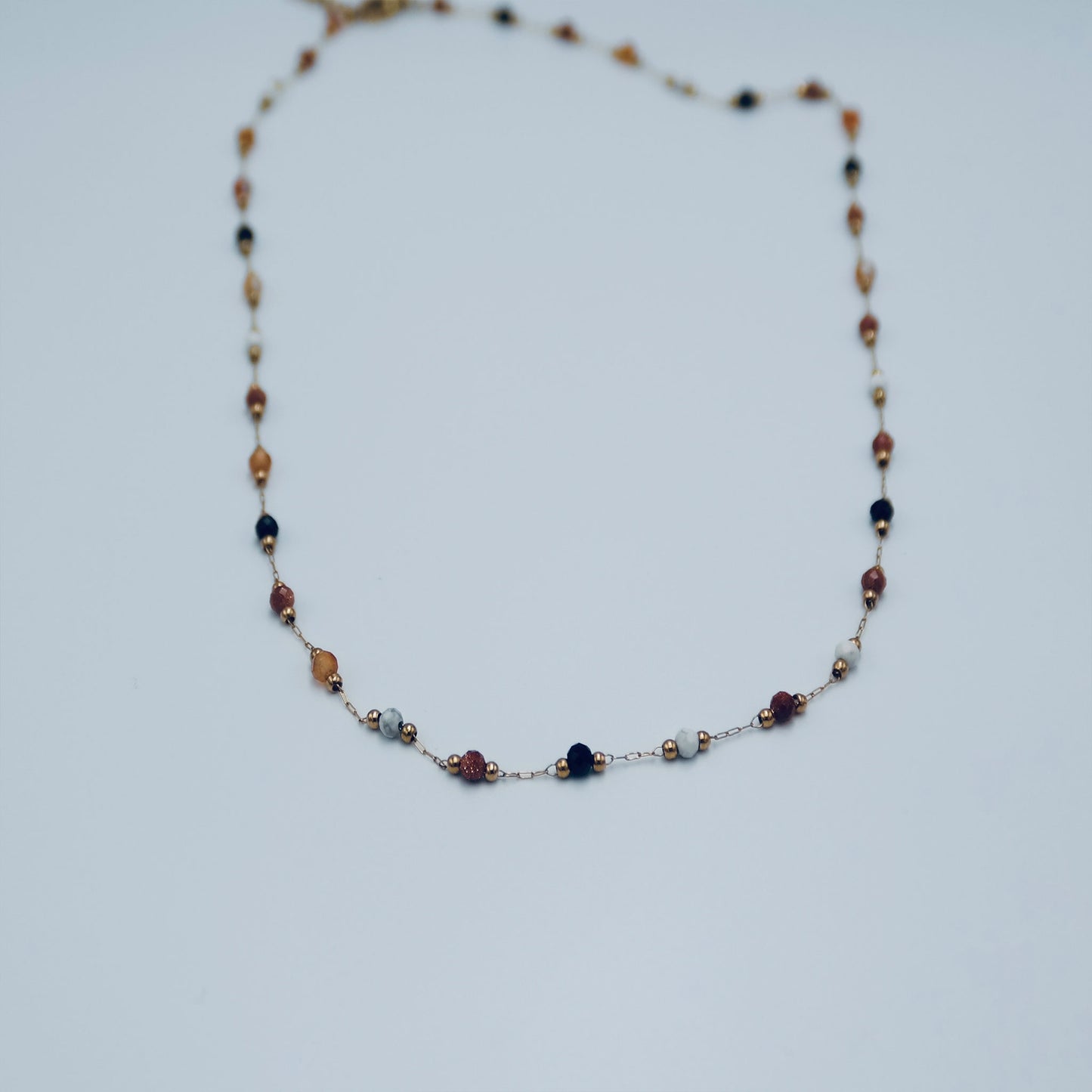 Natural Stone Beaded Necklace - Red agate