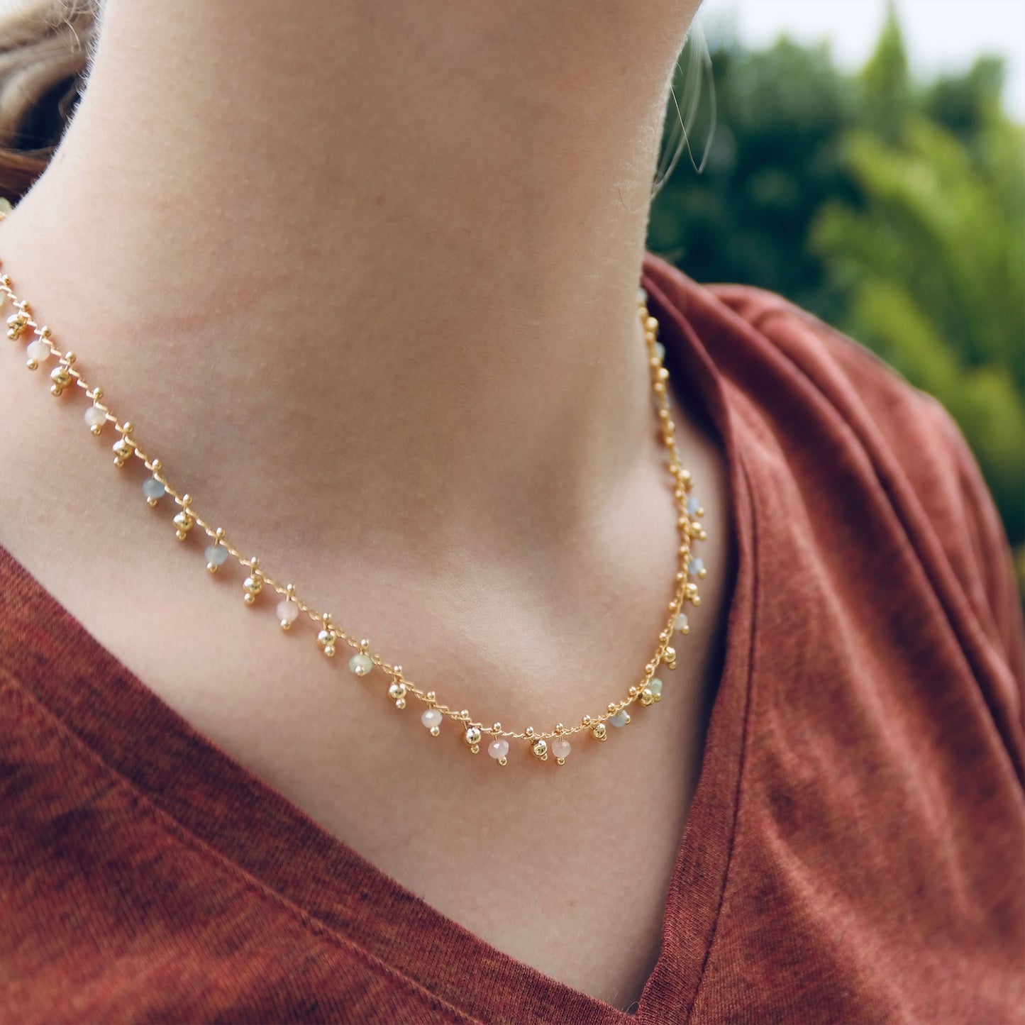 The Lola Necklace - Natural Coloured Beaded Necklace