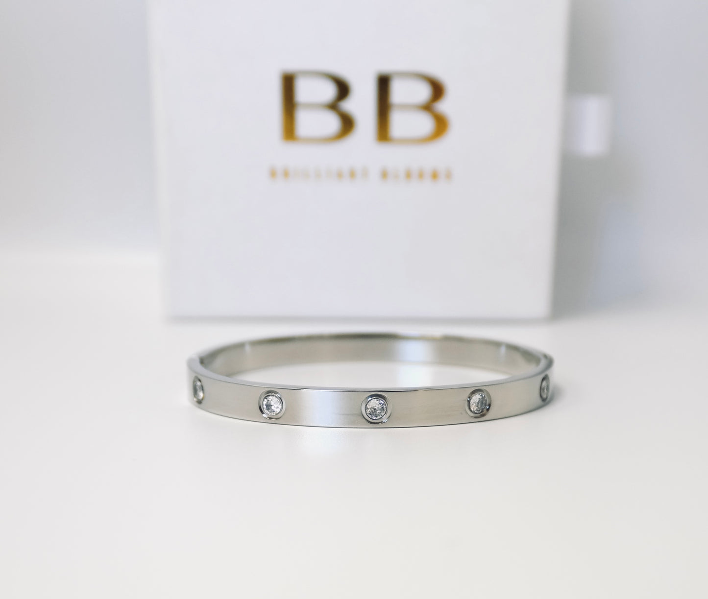 Stackable Cubic Zirconia Bangle - Silver