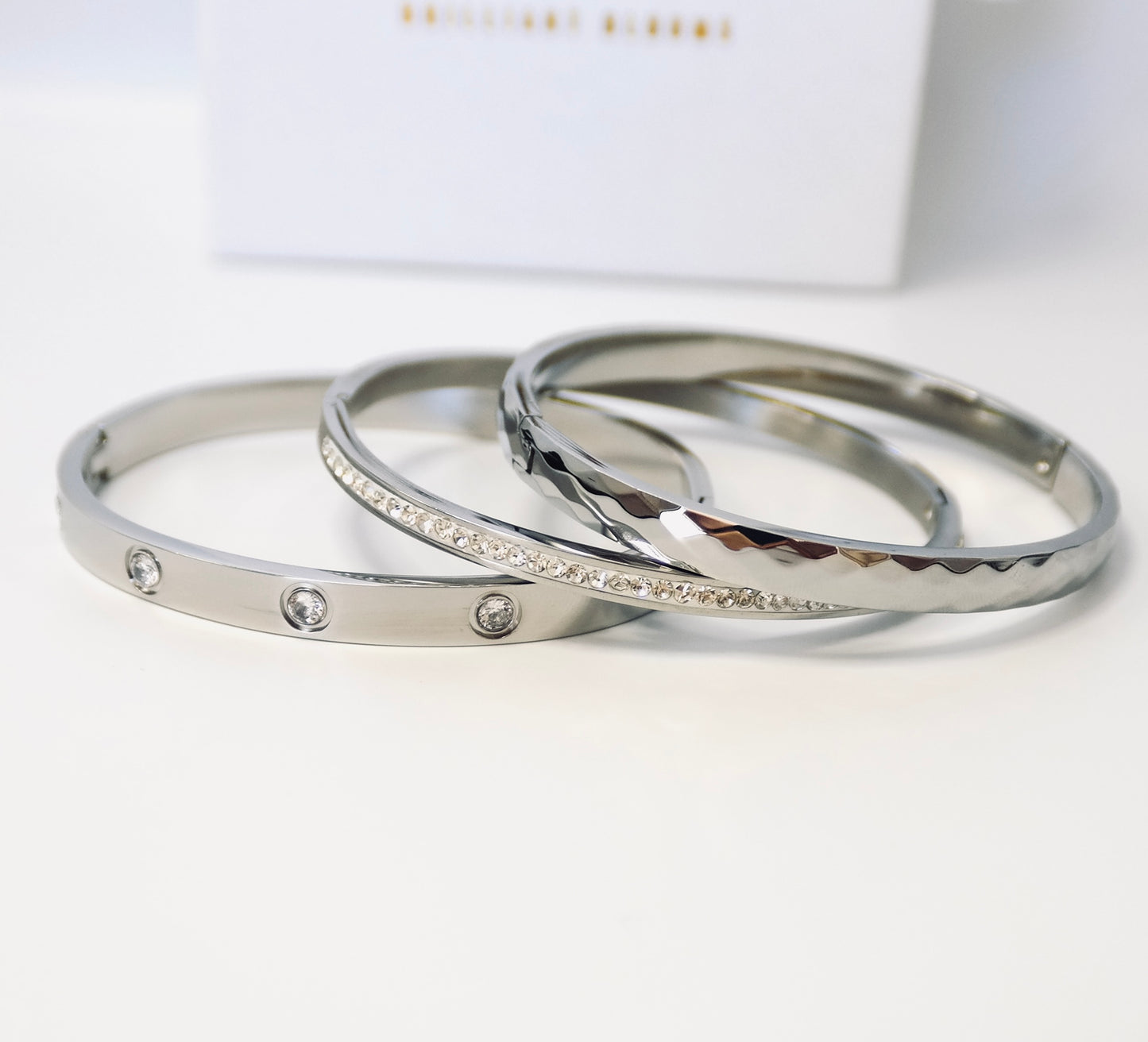 Stackable Bangle - Hammered Look.  Water and Tarnish Proof - Silver