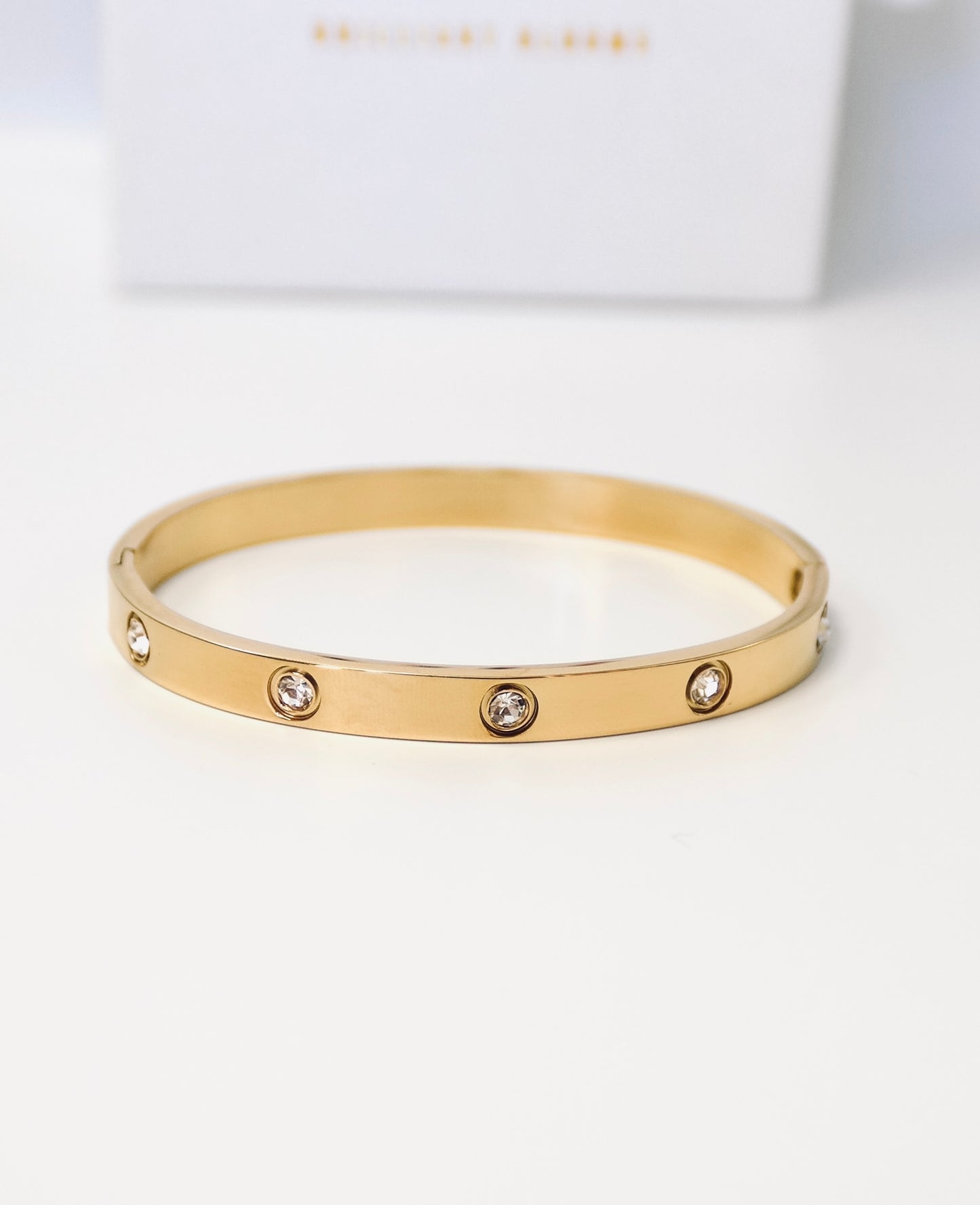 Stackable Cubic Zirconia Bangle - Water and Tarnish proof - Gold