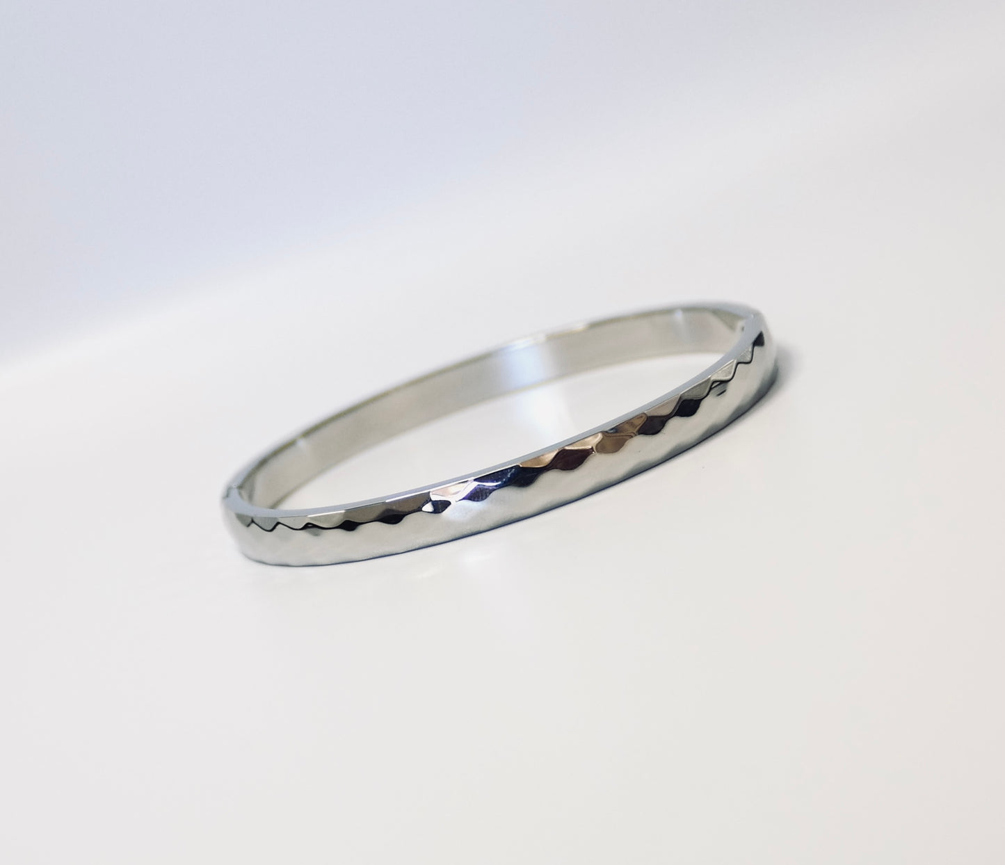 Stackable Bangle - Hammered Look.  Water and Tarnish Proof - Silver