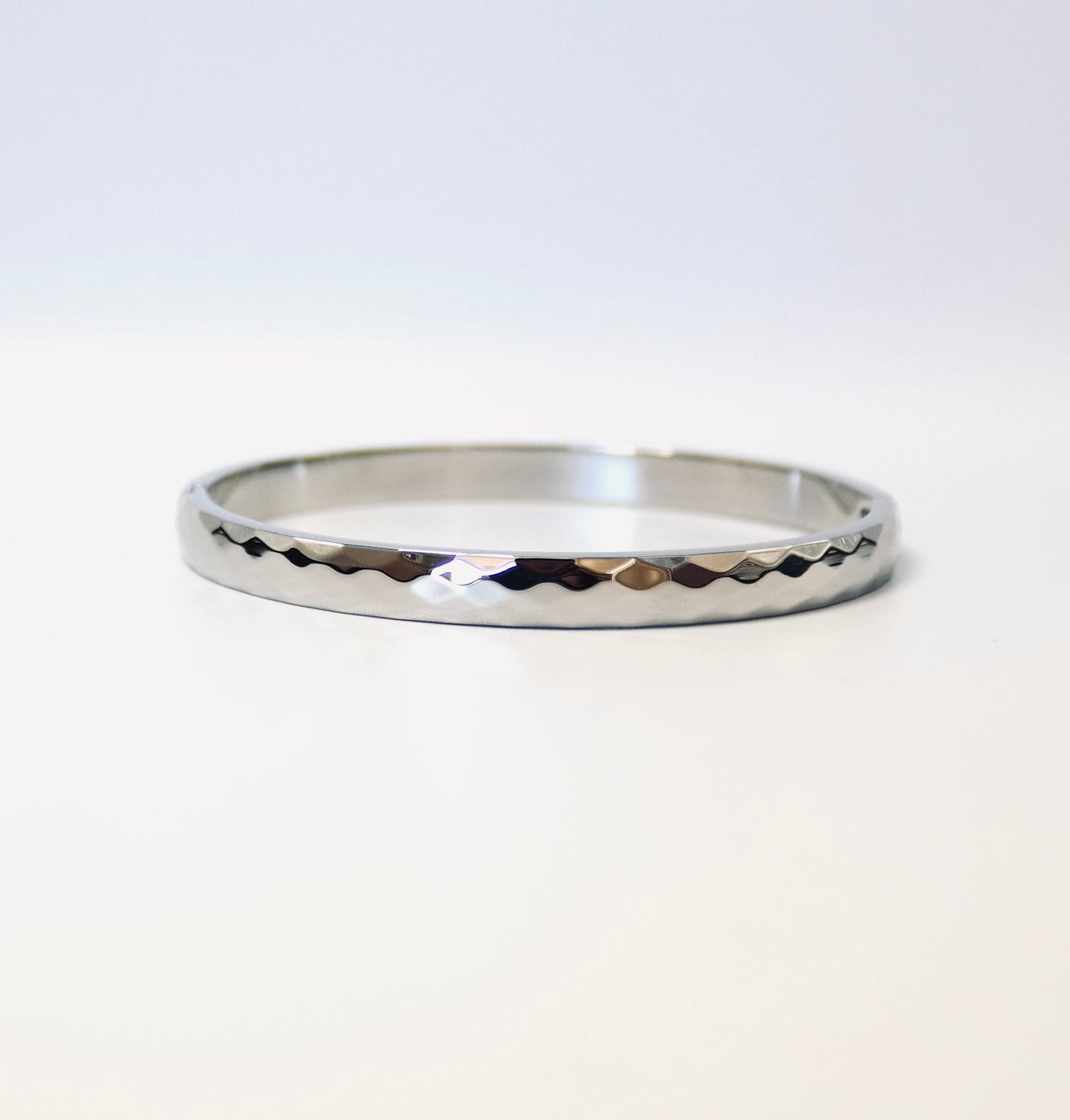 Stackable Bangle - Hammered Look.  Water and Tarnish Proof - Silver