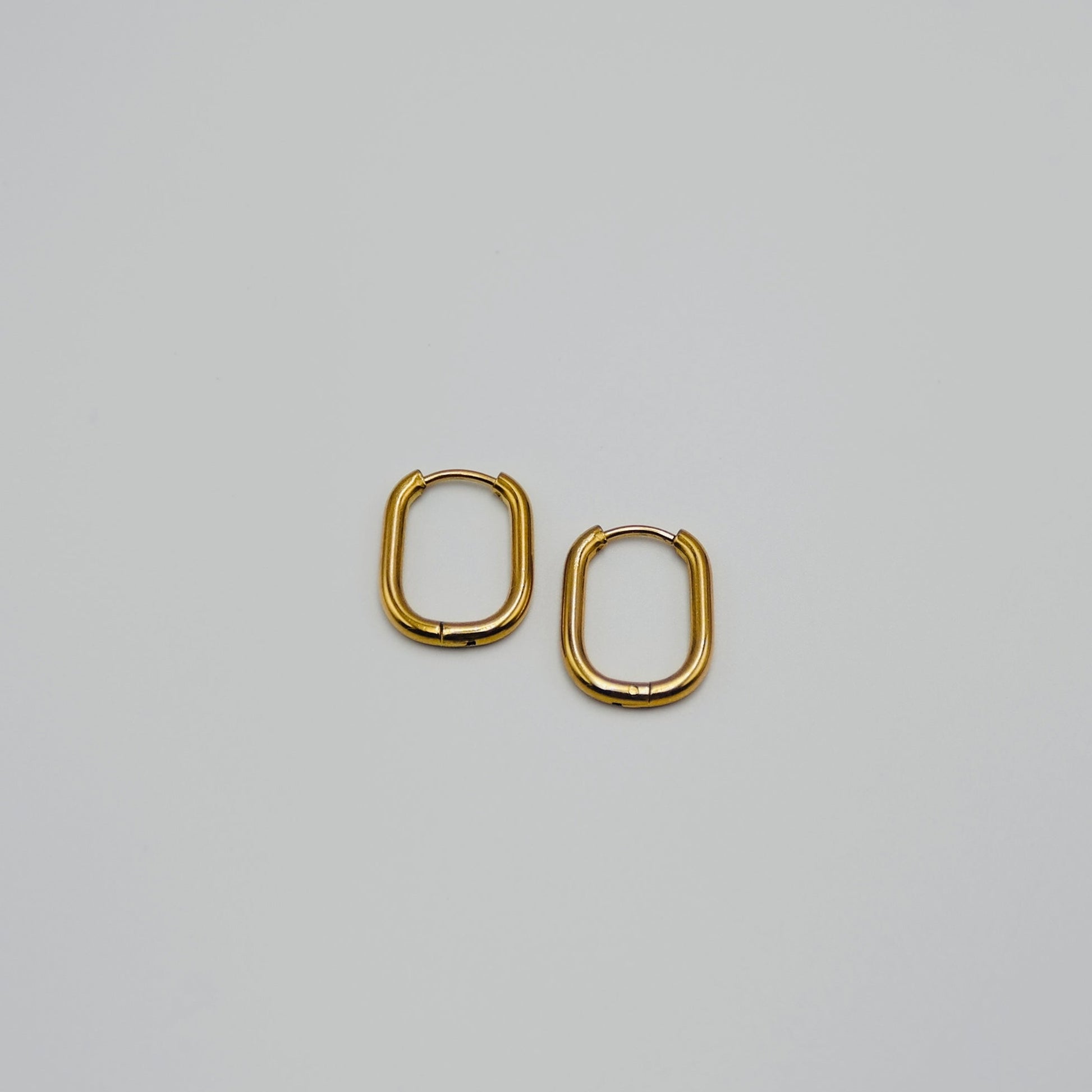 Oval shaped watr resistant hoop earrings. Gym Jewelllery