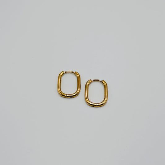 Oval shaped watr resistant hoop earrings. Gym Jewelllery