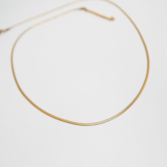 Herringbone Gold Necklace 2 mm - Water/Tarnish Resistant 65cm