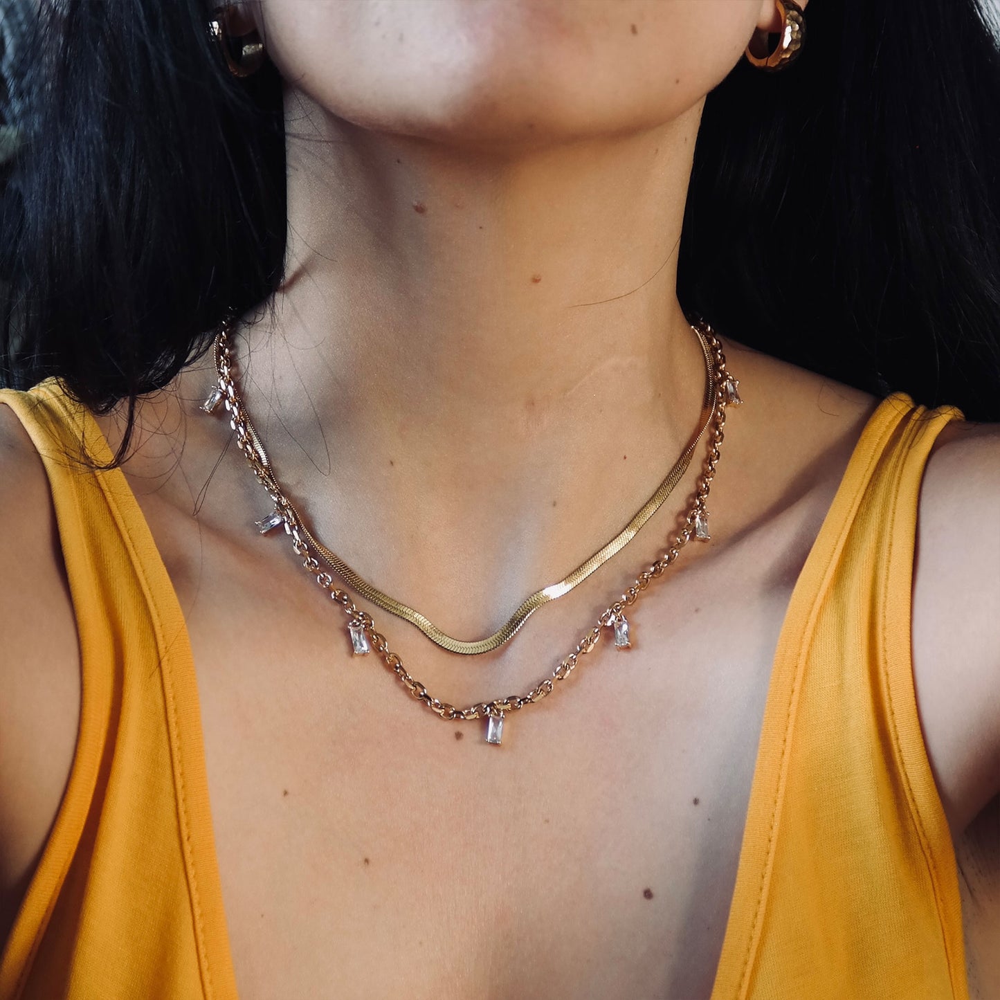 Herringbone Necklace Gold Colour - Waterproof/Tarnishproof