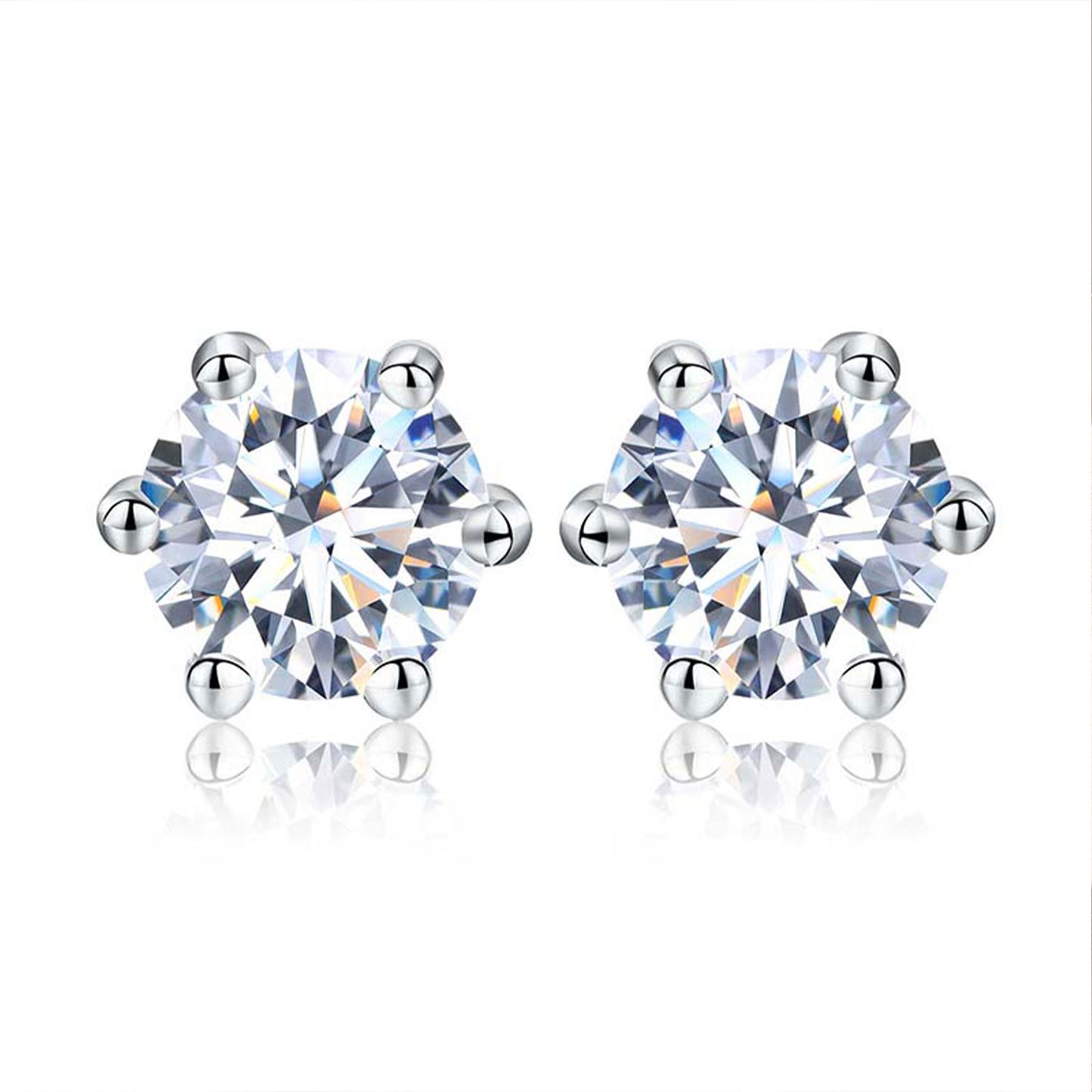 Moissanite 2 Ct - Sterling Silver Studs