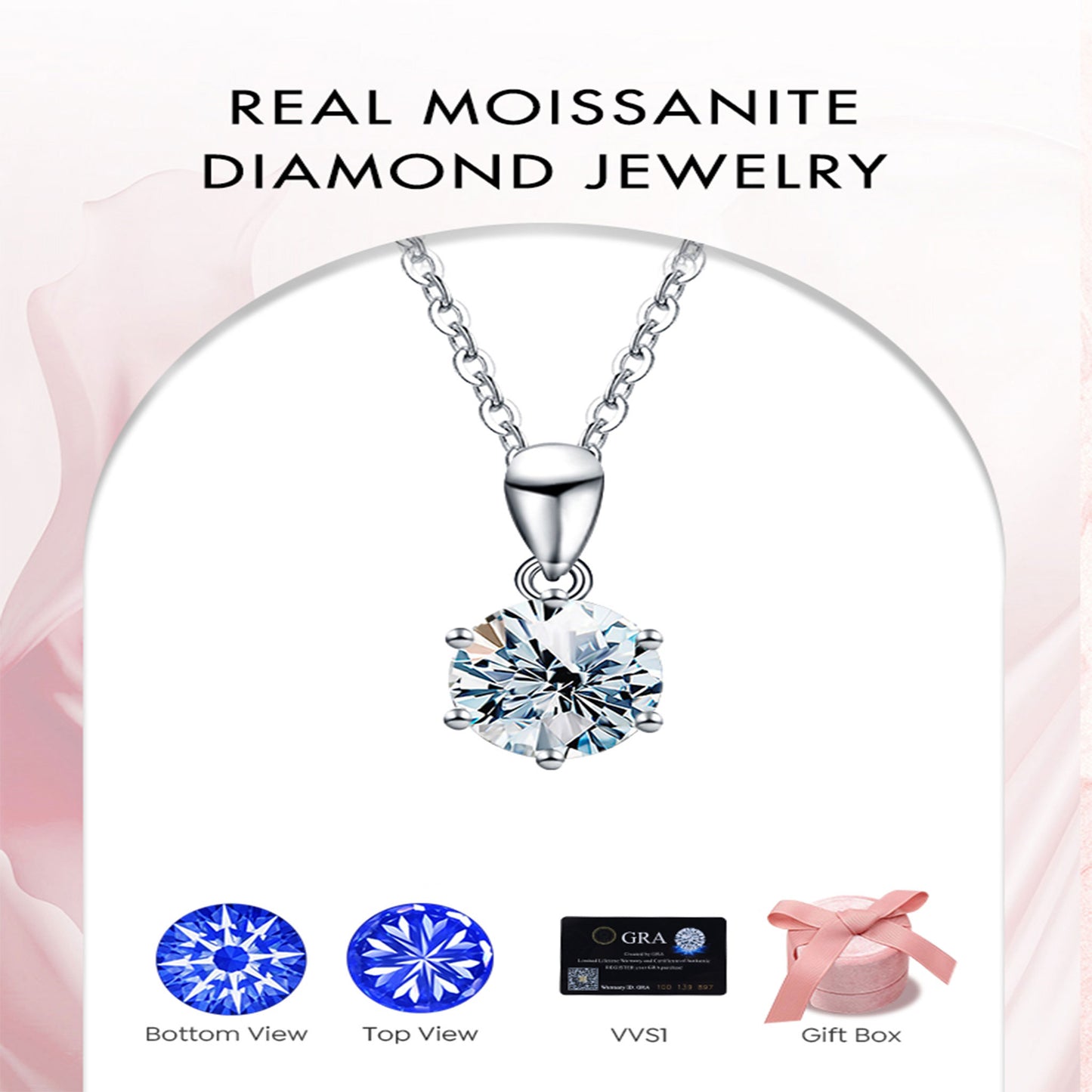 Moissanite 2 Ct-925 Sterling Silver Necklace