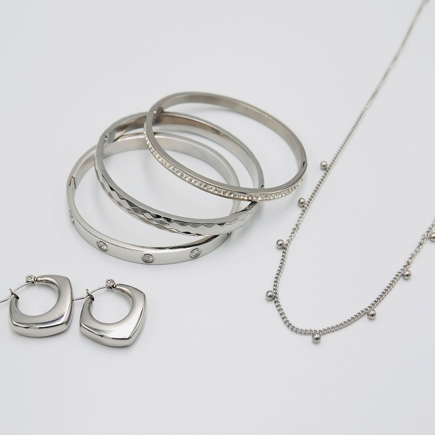 Geometric Small Hoop Silver - Water/Tarnish Resistant