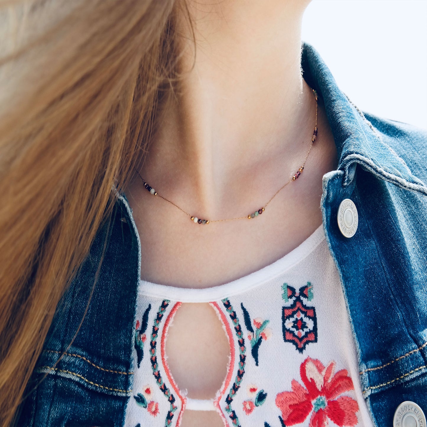 Minimalistic Beaded Perfume Chain - Natural Colours