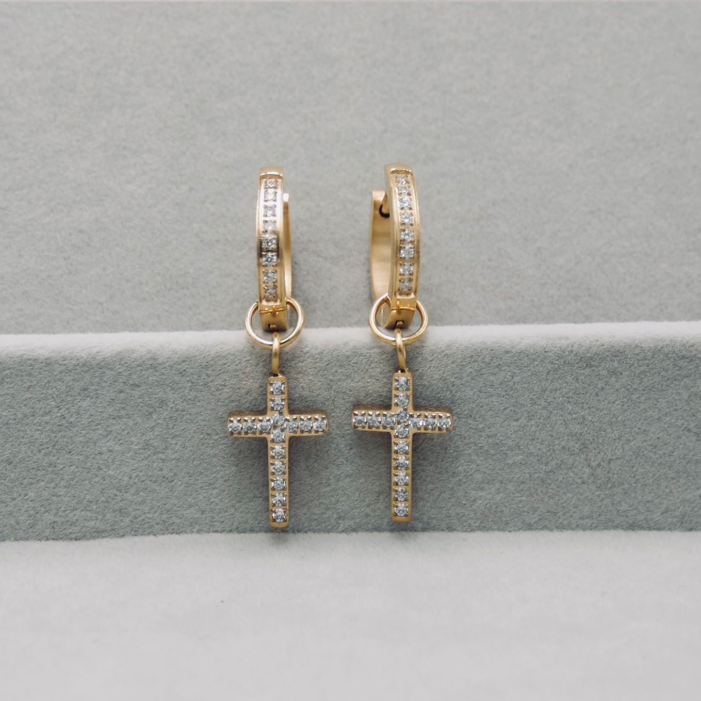 Cross Dangle Earrings - Water/Tarnish Resistant