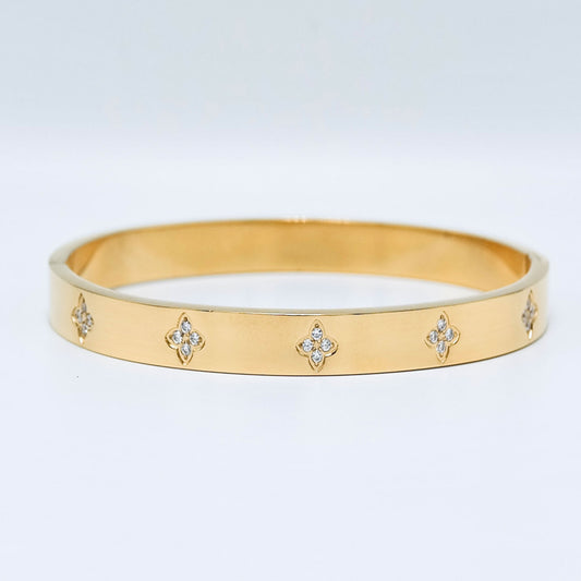 Flower Bangle - Water/Tarnish Resistant