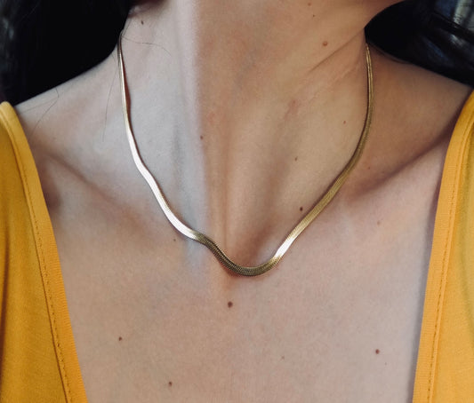 Herringbone Necklace Gold Colour - Waterproof/Tarnishproof